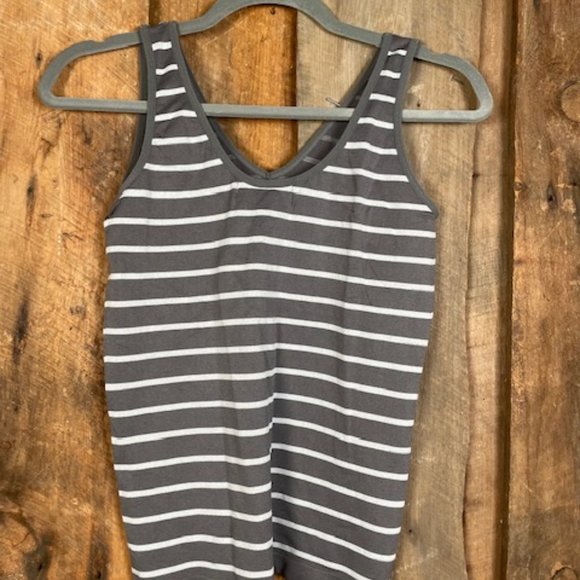 Soho Apparel Grey and White Stipe Tank Top - Picture 10 of 12